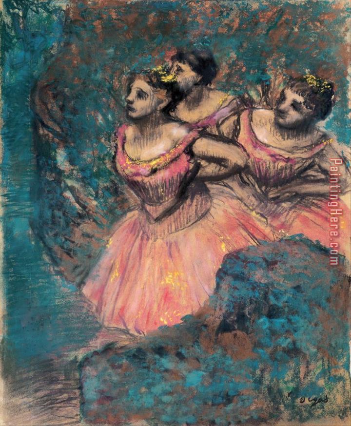 Edgar Degas Three Dancers in Red Costume